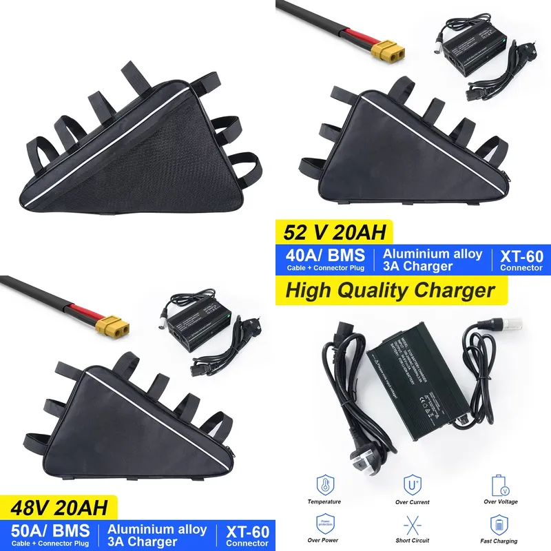Ebike Battery 52V 20Ah Triangle Pack - 2026 US Dreieck-Lithium-Elektrofahrrad-Akku 48V 20Ah 52V