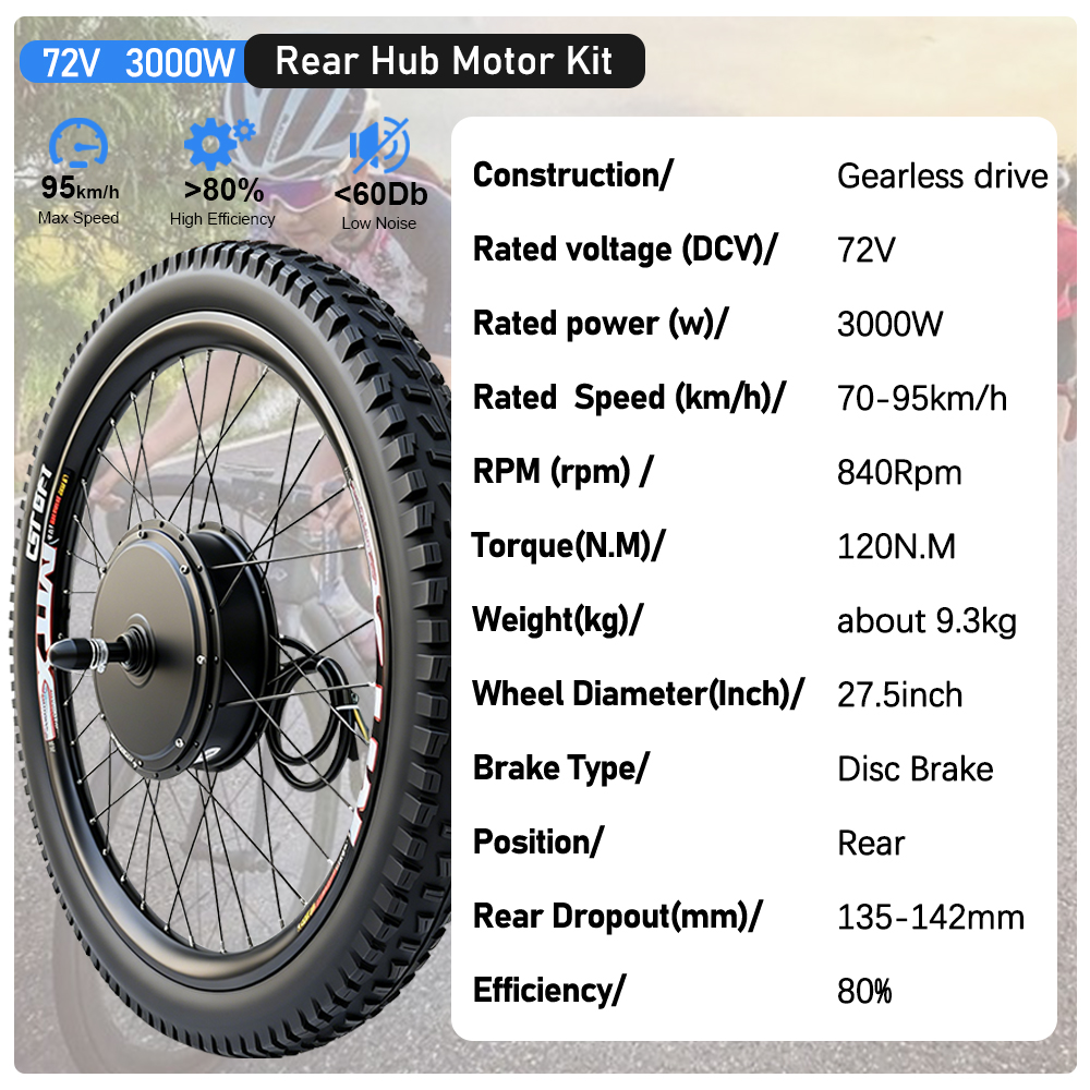 72V 3000W MTX Felgen-E-Bike-Um – Ebike Conversion Kit 72V 3000W Bewertung und Preis